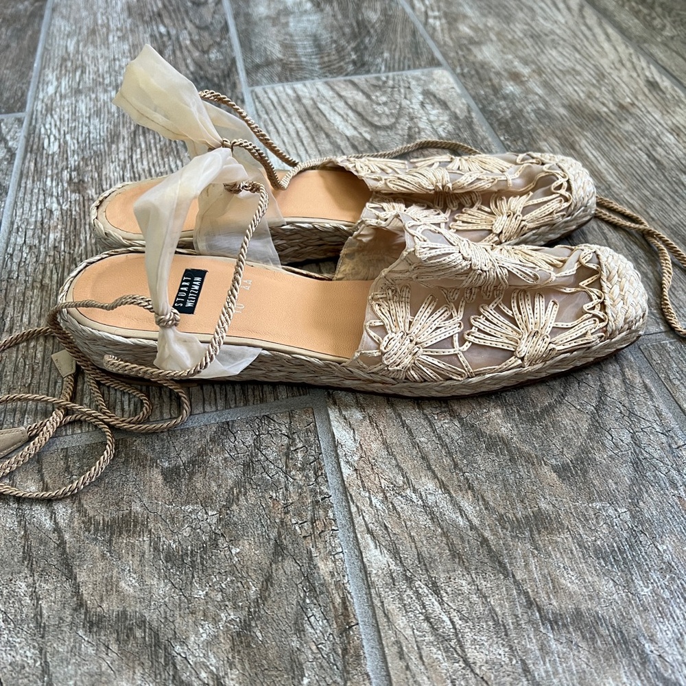Stuart Weitzman Pansy Beige Raffia Espadrille Sandals, Women’s Size 10 - Picture 3 of 8